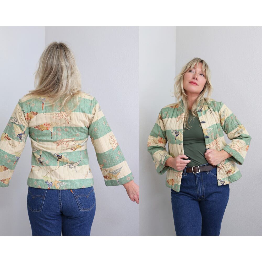 1980's Deadstock Vintage Blue Sky Mandarin Collar Quilted Jacket Women's XXS XS